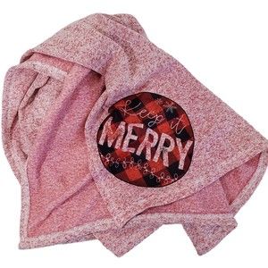 Soft "Keep it MERRY" Red and White Christmas Throw; Approx. 58" x 52"